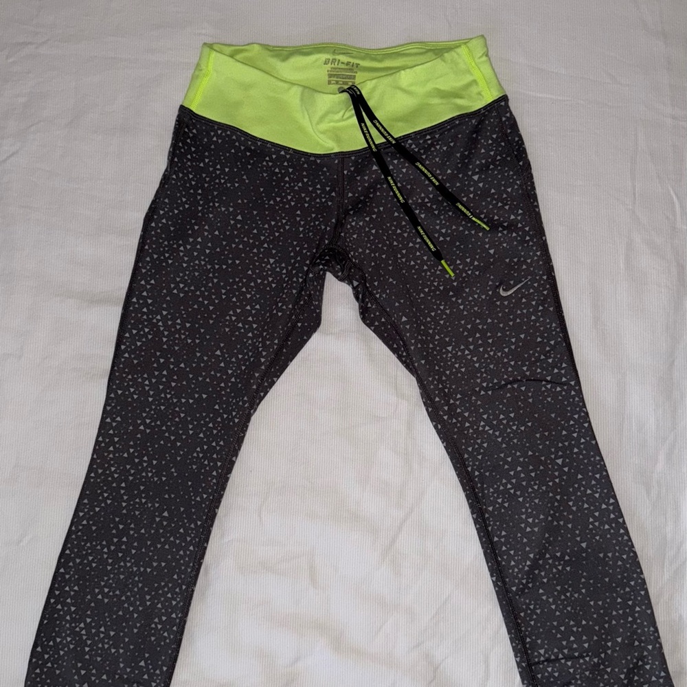 Nike Gray and Yellow Athletic Leggings